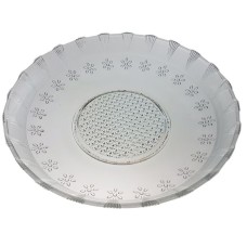 set 1 platou rotund adanc KIG sk 3000 din sticla transparenta cu model