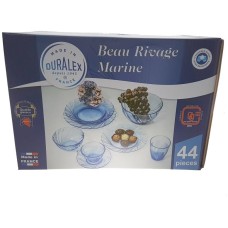 set de masa DURALEX din sticla termorezistenta albastra pentru 6 persoane 44 piese