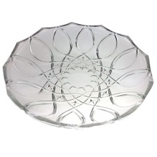 set 1 platou rotund adanc KIG rbn 11 din sticla transparenta cu model 