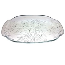 set 1 platou oval KIG mlfu 12 din sticla transparenta cu model