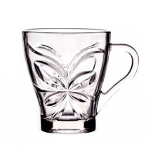 set 6 cani KG capucino papilion din sticla transparenta nou 200 ml