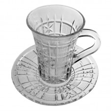 set 6 cesti SG costa din sticla transparenta cu farfurie 200 ml