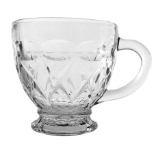 set 6 cani CG golden din sticla transparenta 200 ml