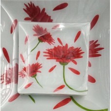 set 7 farfurii Gold Glass tort din sticla