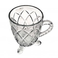 set 6 cani NG ayla din sticla transparenta cu model si toarta 200ml