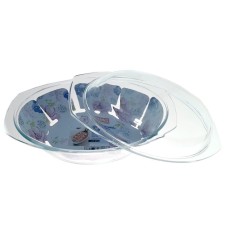 vas yena oval cu capac MIJOTEX 2.5 l din sticla termorezistenta transparenta 2500 ml