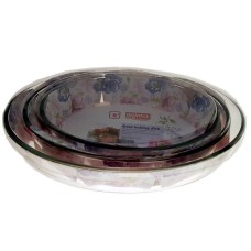 set 3 vase yena MIJOTEX pl10, 1.6l, 2.4l, 3.2l, ovale, mici, din sticla transparenta termorezistenta