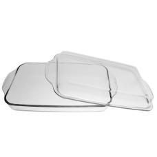 Vas yena dreptunghiular MIJOTEX din sticla termorezistenta transparenta cu capac 3100 ml