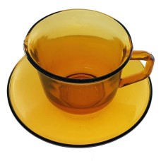 set 6 cesti KIG vermeil din sticla vermeil cu farfurie 150 ml